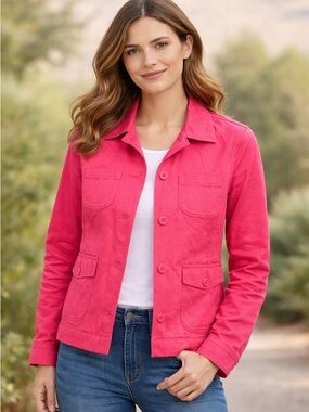 L.L. Bean Women's Red Cotton Button-Front Jacket